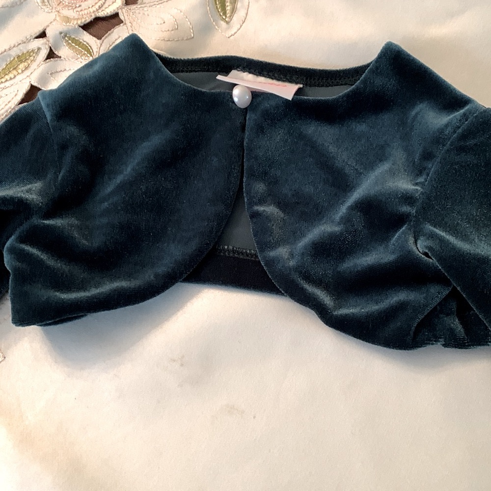 Infant girls special occasion dress/gown size 12M emerald green/ivory - Picture 7 of 8